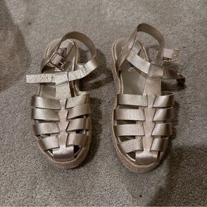 Steve Madden Metallic Gold Espadrille Fisherman Sandals